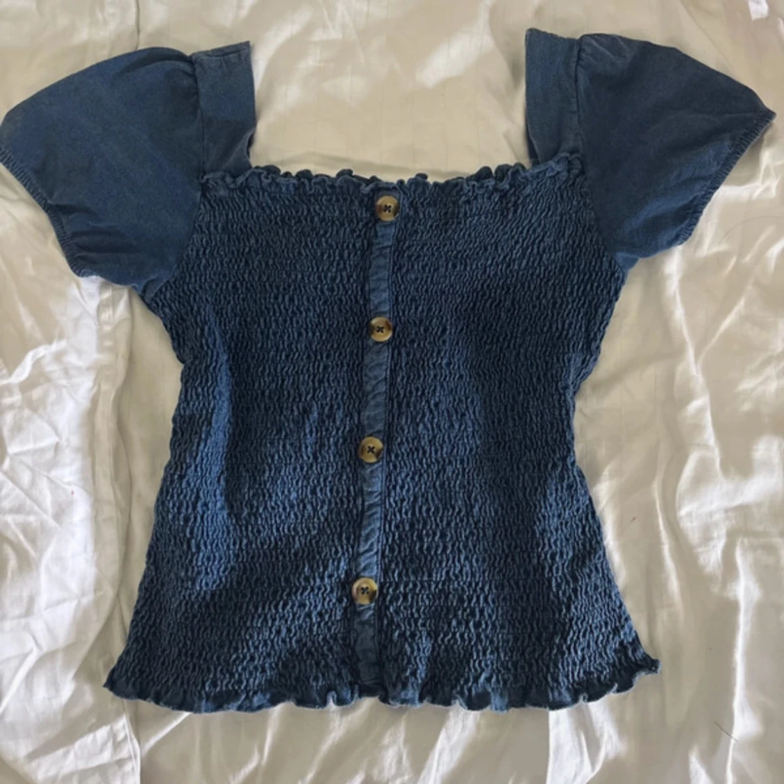 Blå smockad blus från Zara - 2