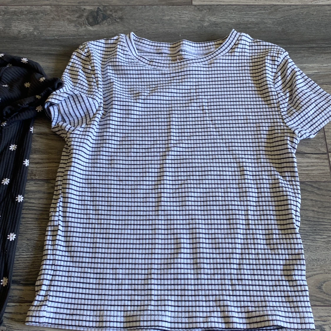 Svart blommig ribbad topp Primark - 1