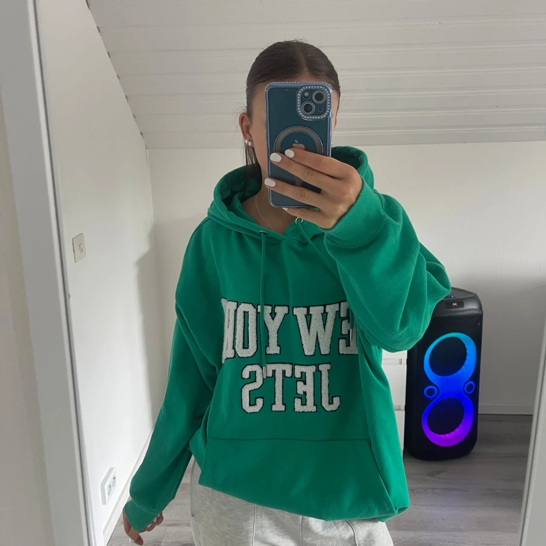 Grön hoodie med New York Jets-tryck