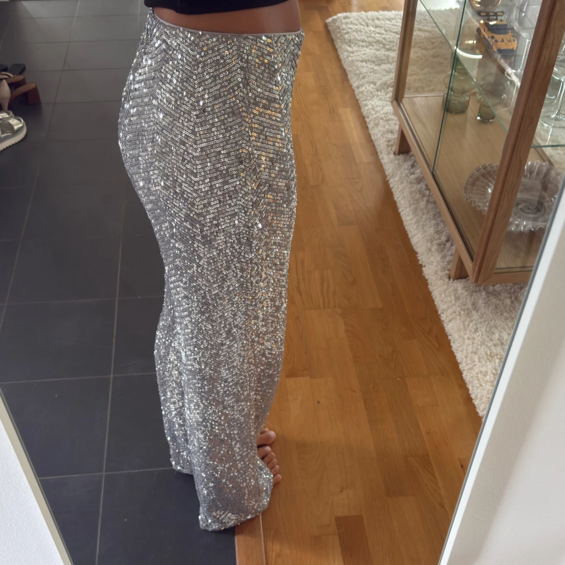 Glittriga silverbyxor med paljetter - 1
