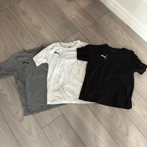 T-shirts - Tre stycken exakt lika dana t shirts från Puma. Samma storlek på alla tre och nästan aldrig använda. Storlek 164 men passar också som S. köp alla tre tröjorna för 100 kronor eller köp en för 50.