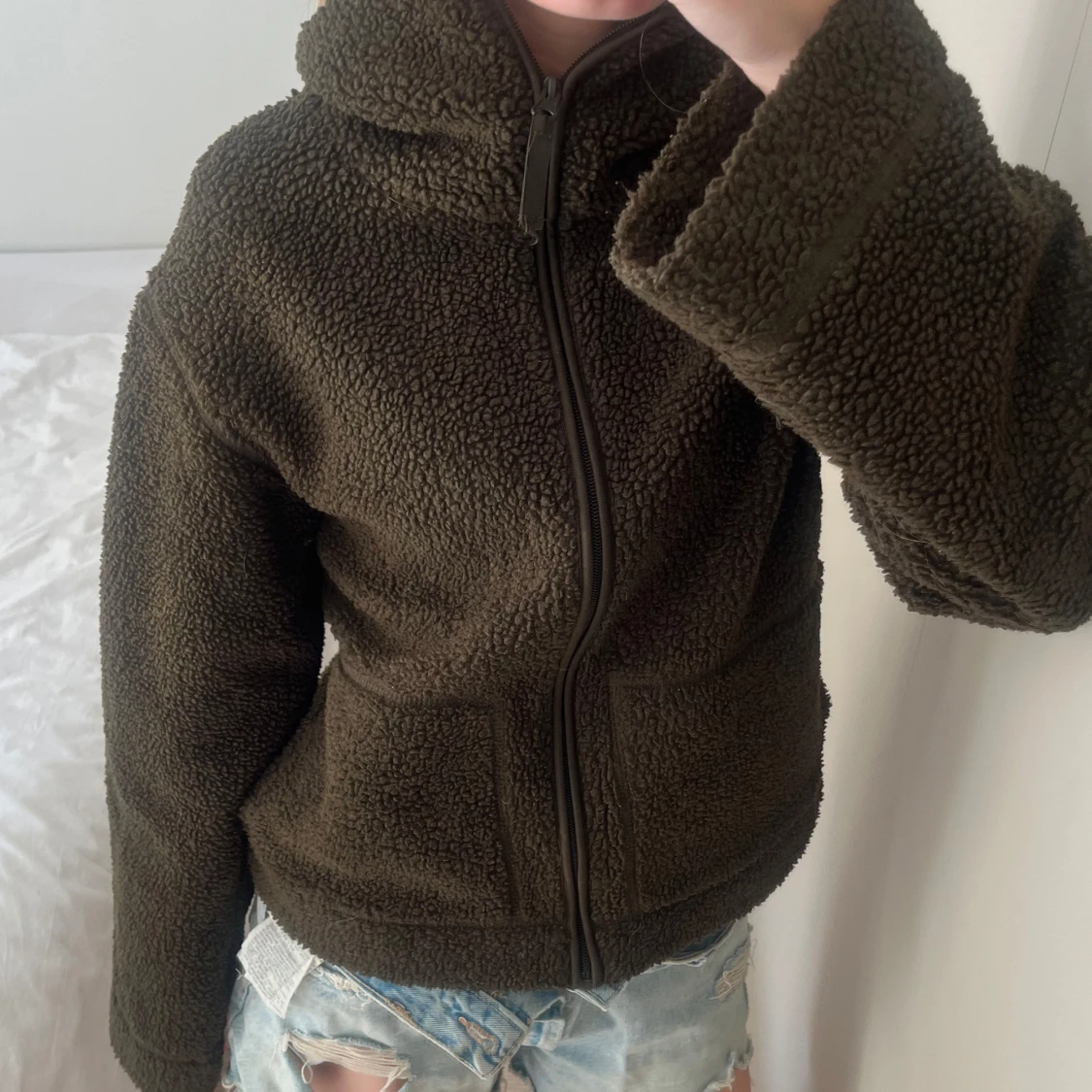 Mörkgrön teddyjacka  - 1