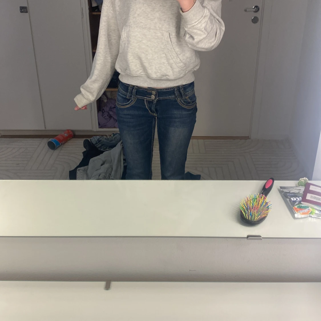 Blå lowwaist bootcut jeans  - 1