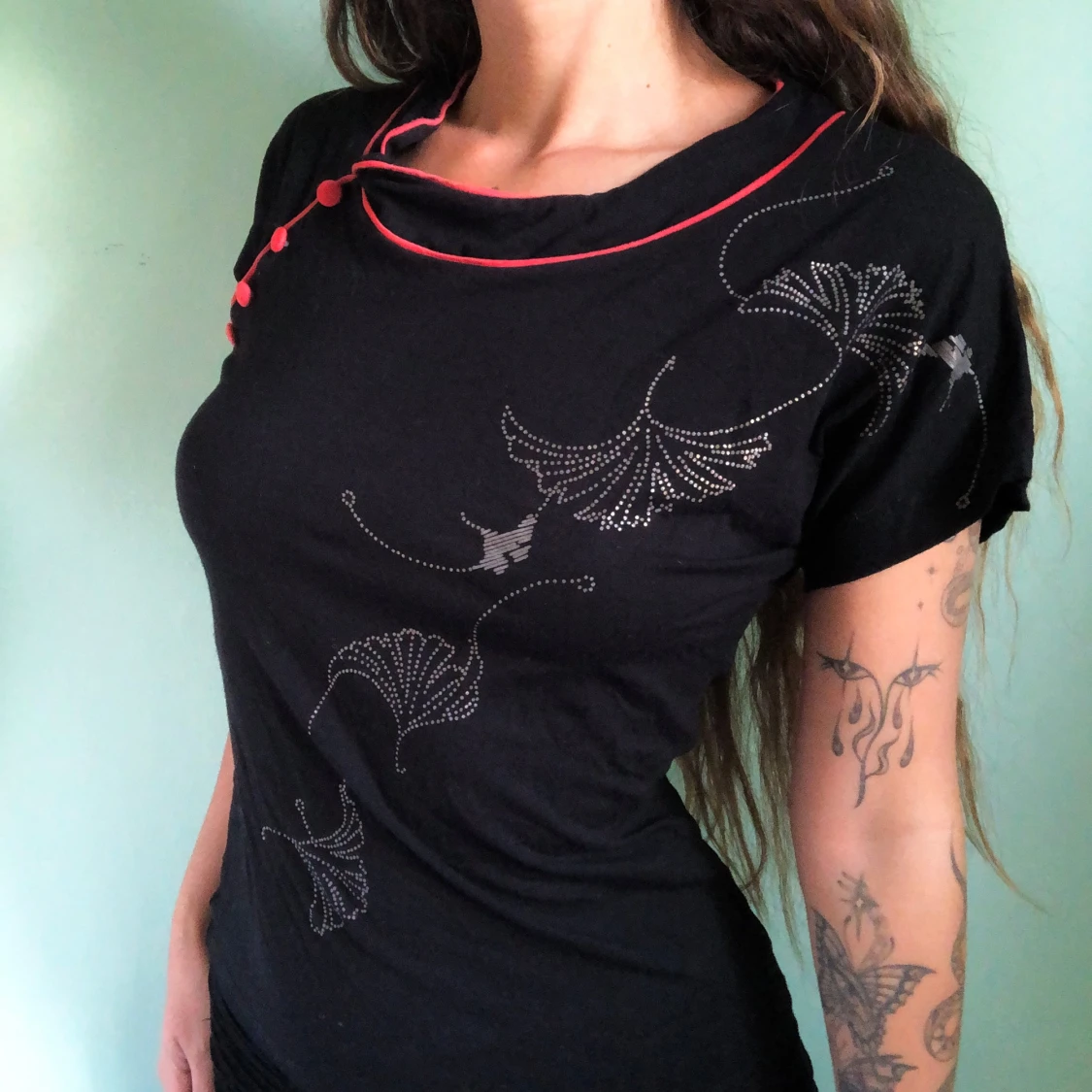 bohemian red/black top