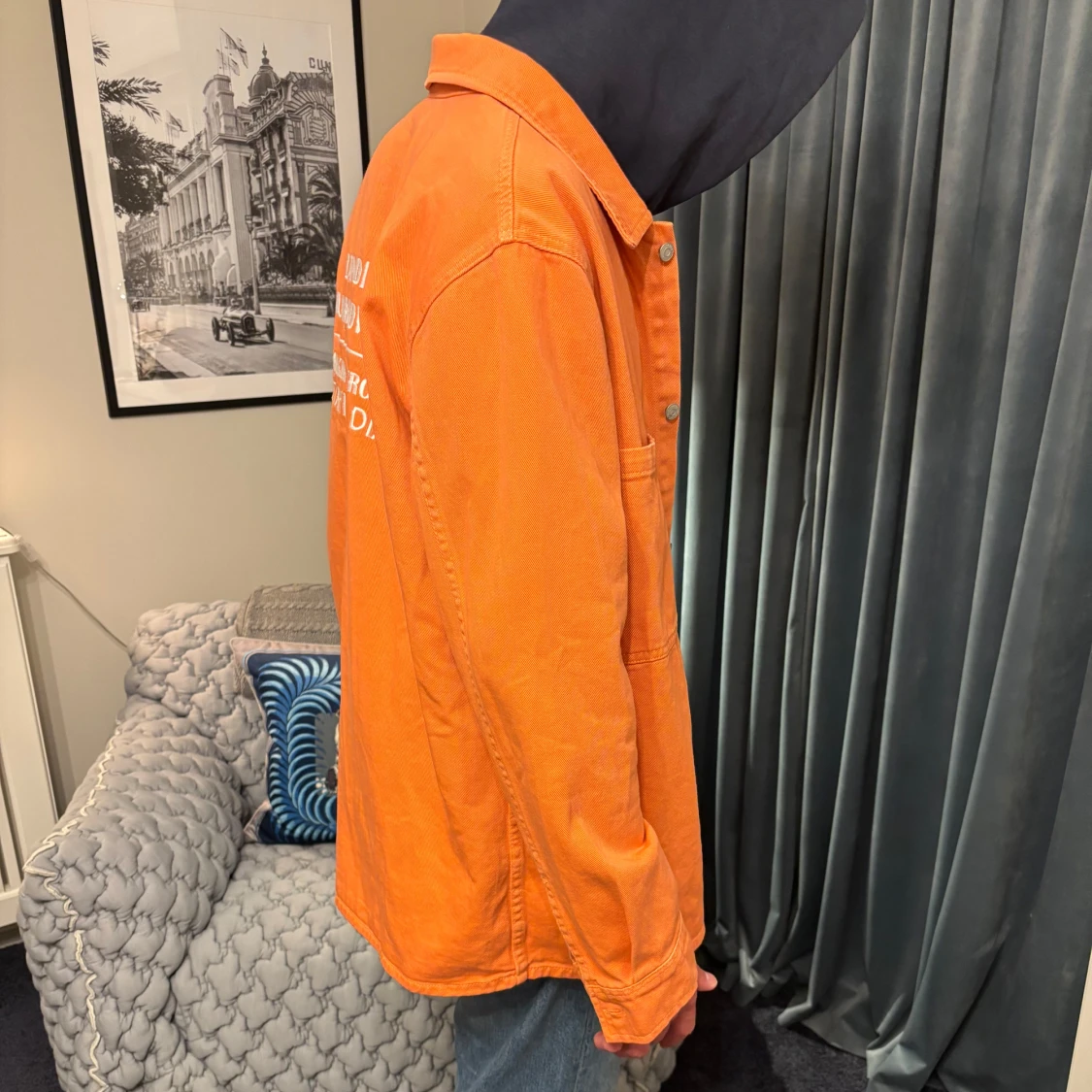 Orange overshirt med tryck bak - 2