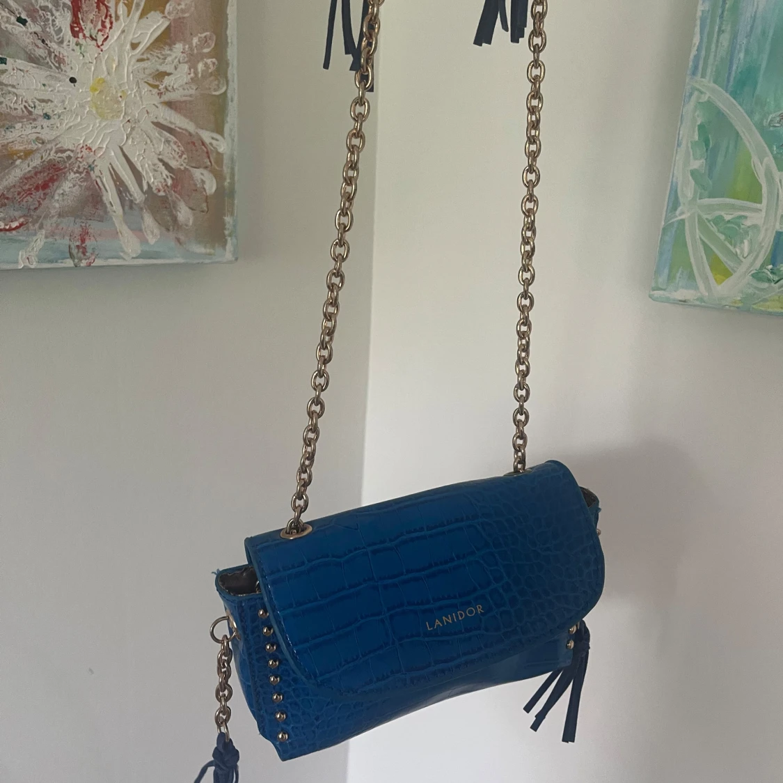 Blå axelväska från Lanidor med kedja - 3