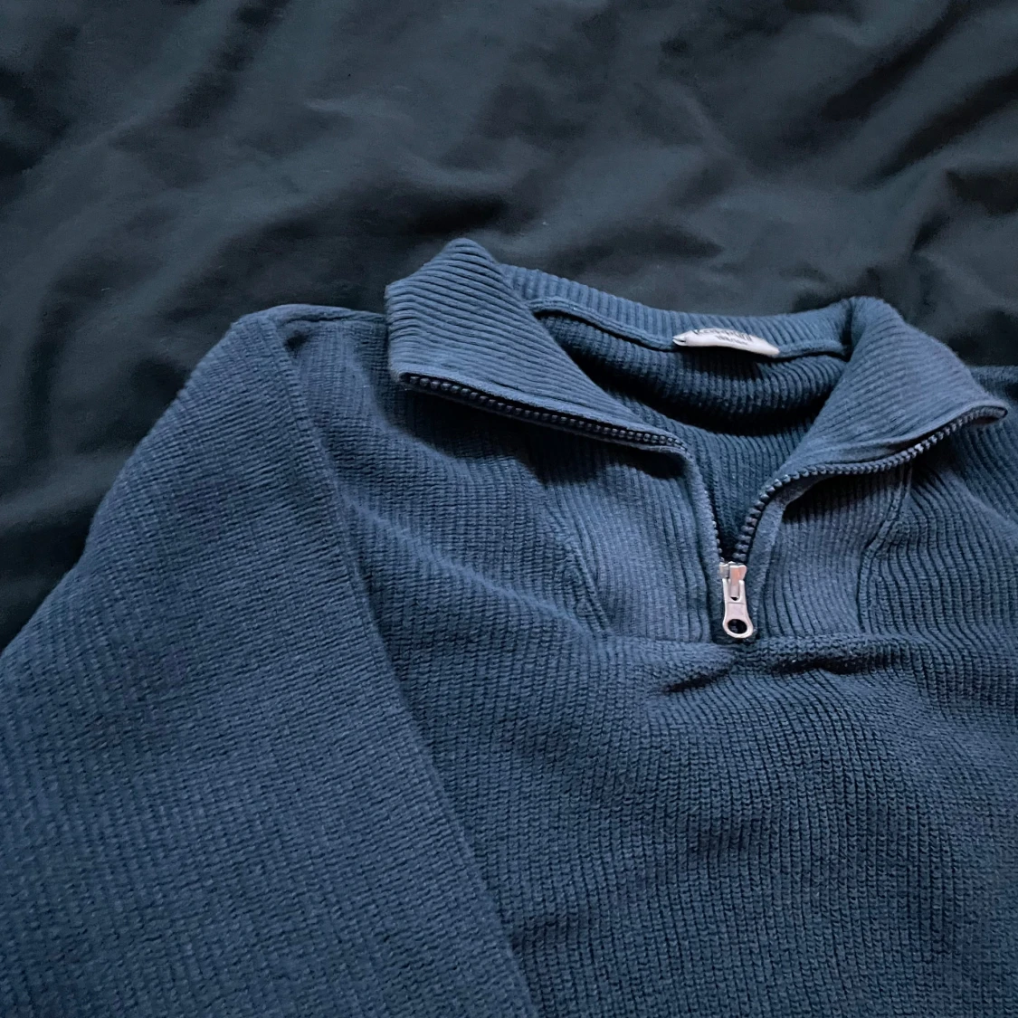 Navy stickad halfzip - 2