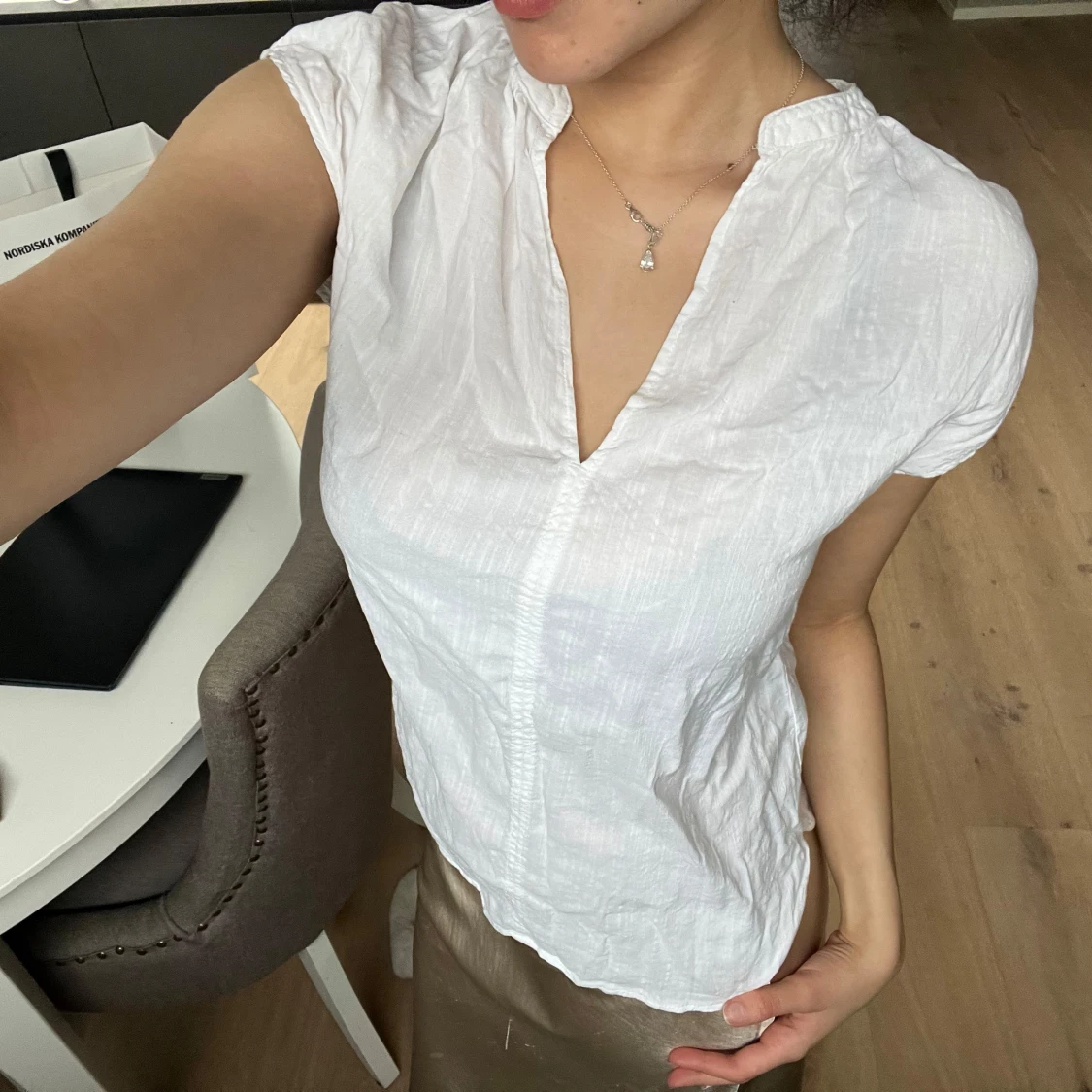 Vit linne tröja - 2