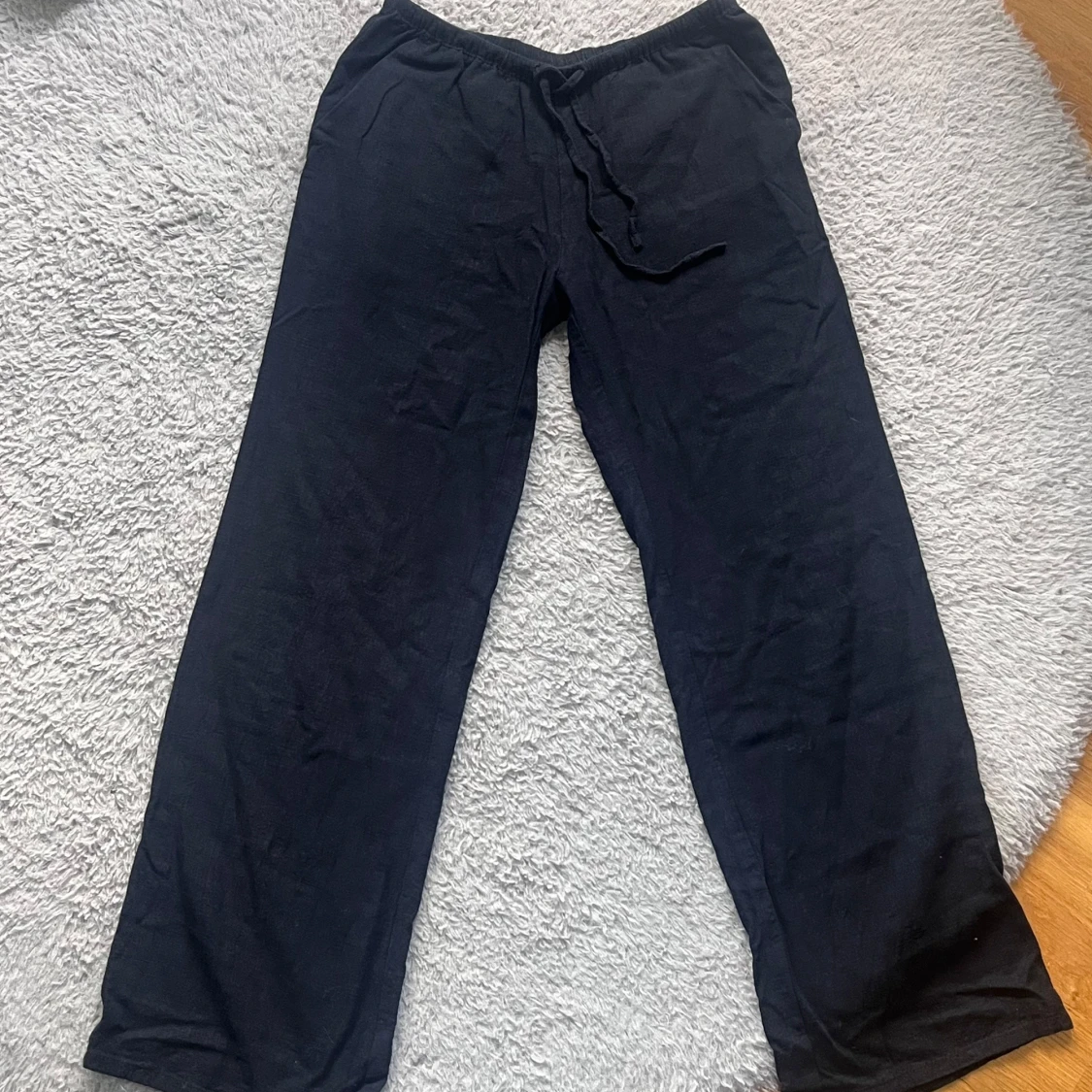 Svarta lågmidjade linnebyxor - 3