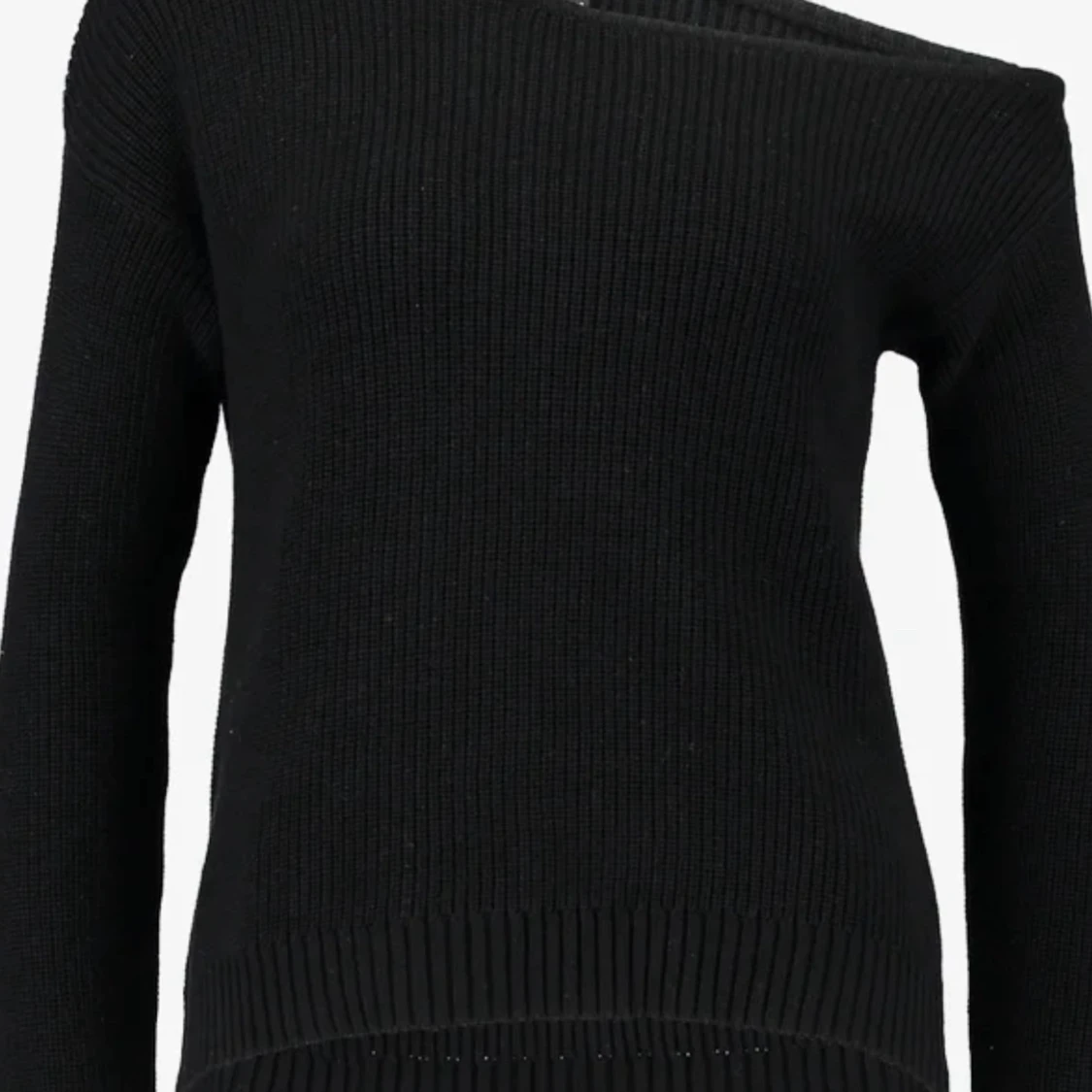 Svart stickad offshoulder-tröja - 1