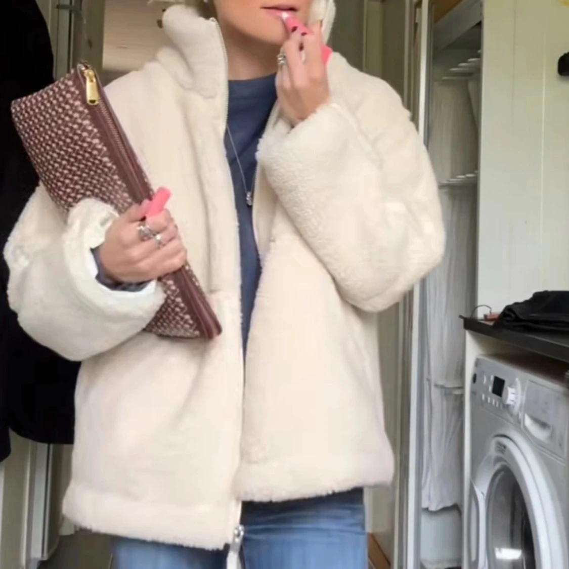 Beige teddyjacka - 1