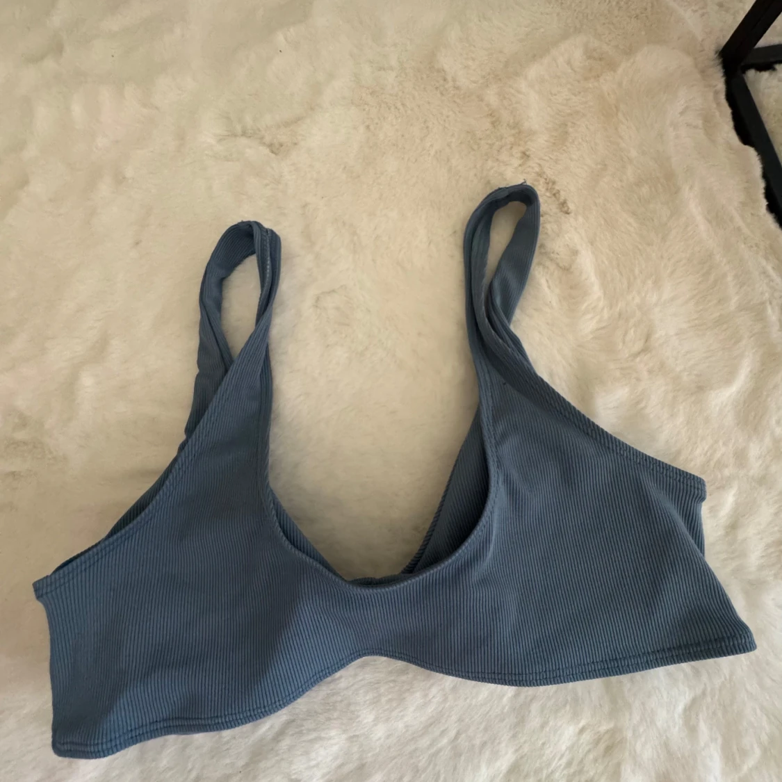 Blå ribbad bikiniöverdel från SHEIN - 1
