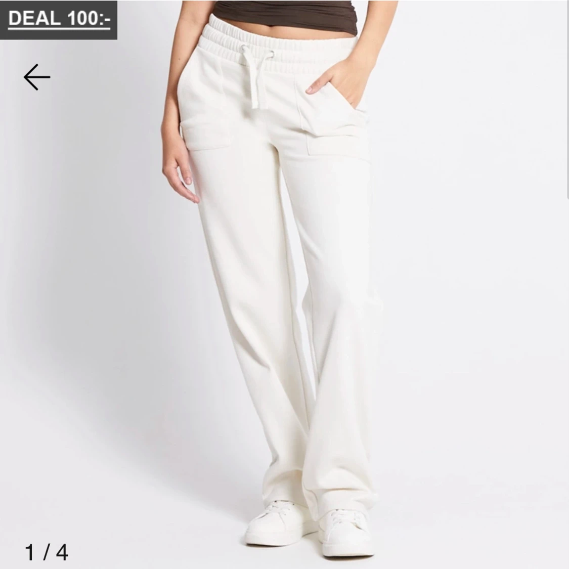 Vita mjukisbyxor med snörning