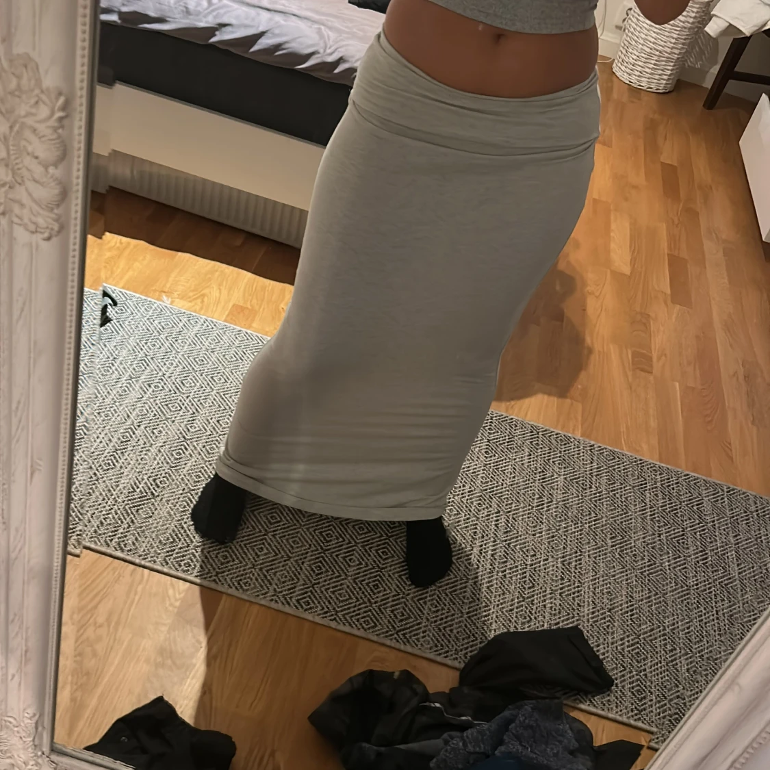 Ljusgrå långkjol från SHEIN