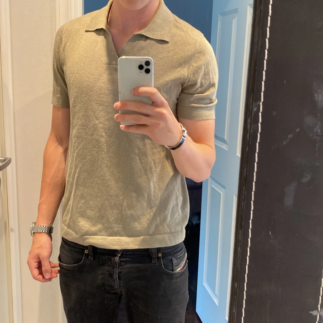 Grön pikétröja från H&M - 1