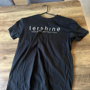 Svart t-shirt från Tee Jays, storlek L - Svart t-shirt från Tee Jays med trycket 'tershine swedish perfection' på bröstet. Klassisk passform med rund hals och korta ärmar. Tillverkad i mjuk bomull som känns skön mot huden. Perfekt för en clean och enkel look.