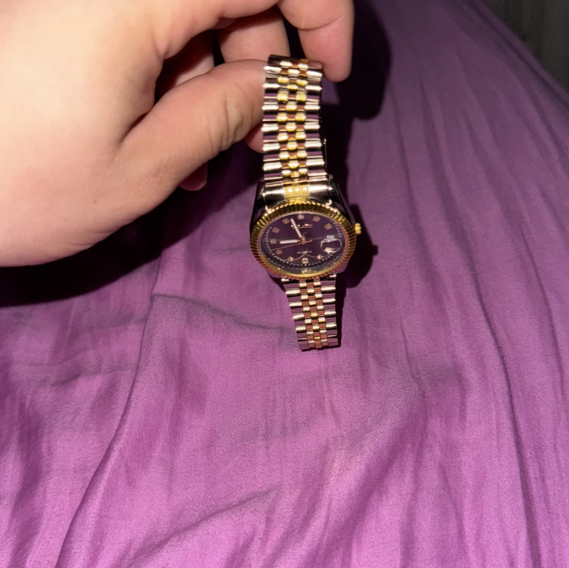 Klassisk herrklocka med silver och guld ditaler  - 3