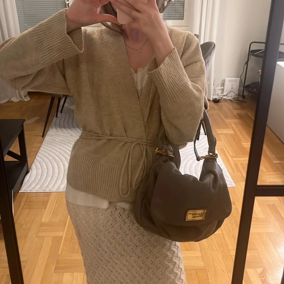 Beige Stickad cardigan