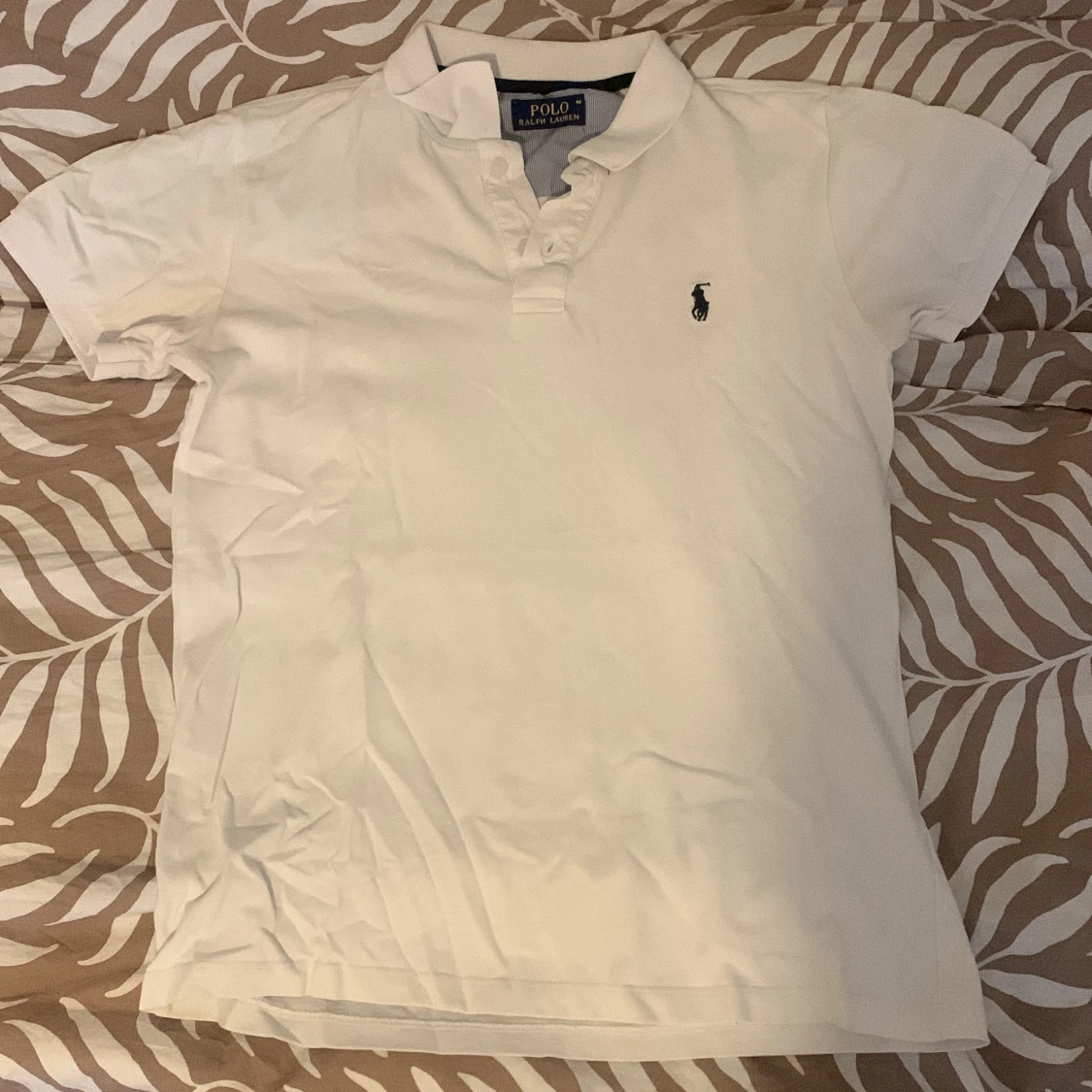 Vit kortärmad pikétröja från Ralph Lauren