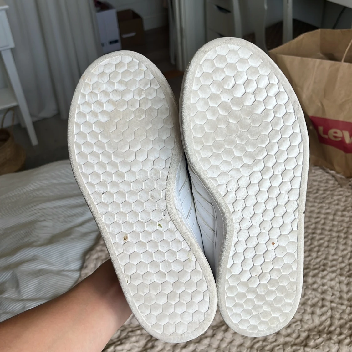 Vita adidas sneakers i skinn, strl 38 - 3