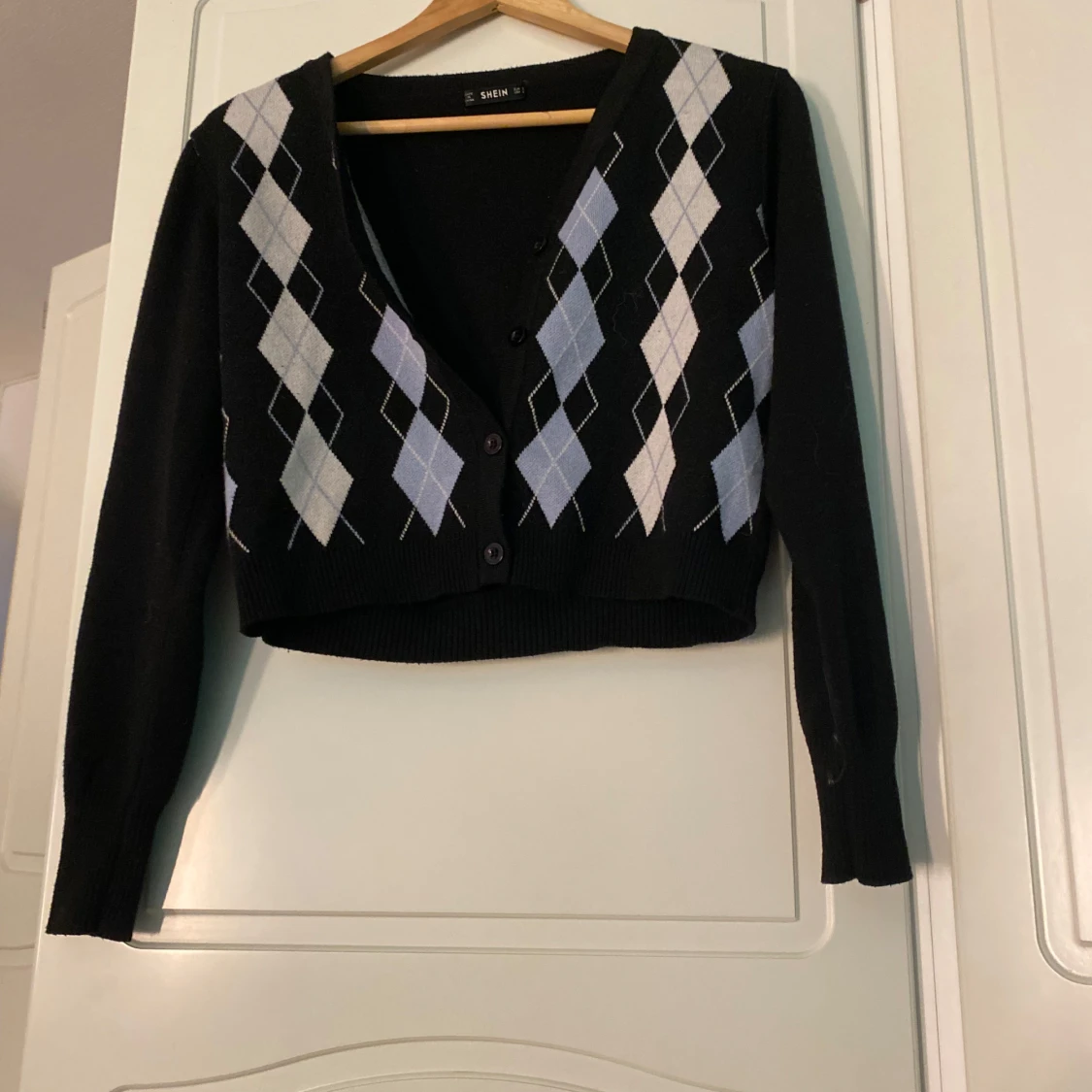 Svart croppad kofta med rutor från SHEIN - 2