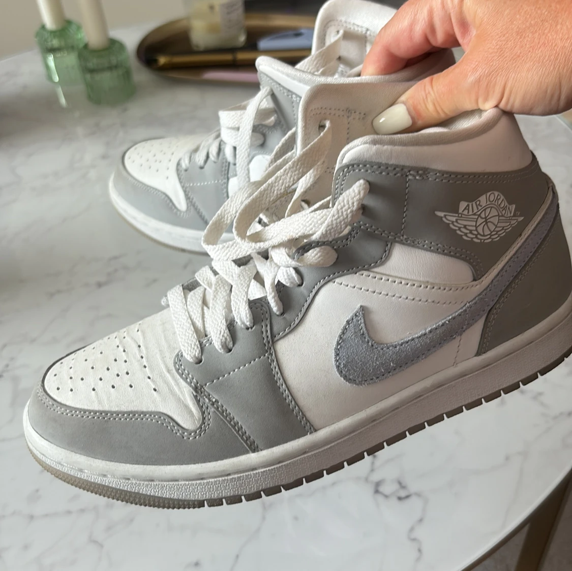 Nike Air Jordan 1 Mid vit/grå - 2