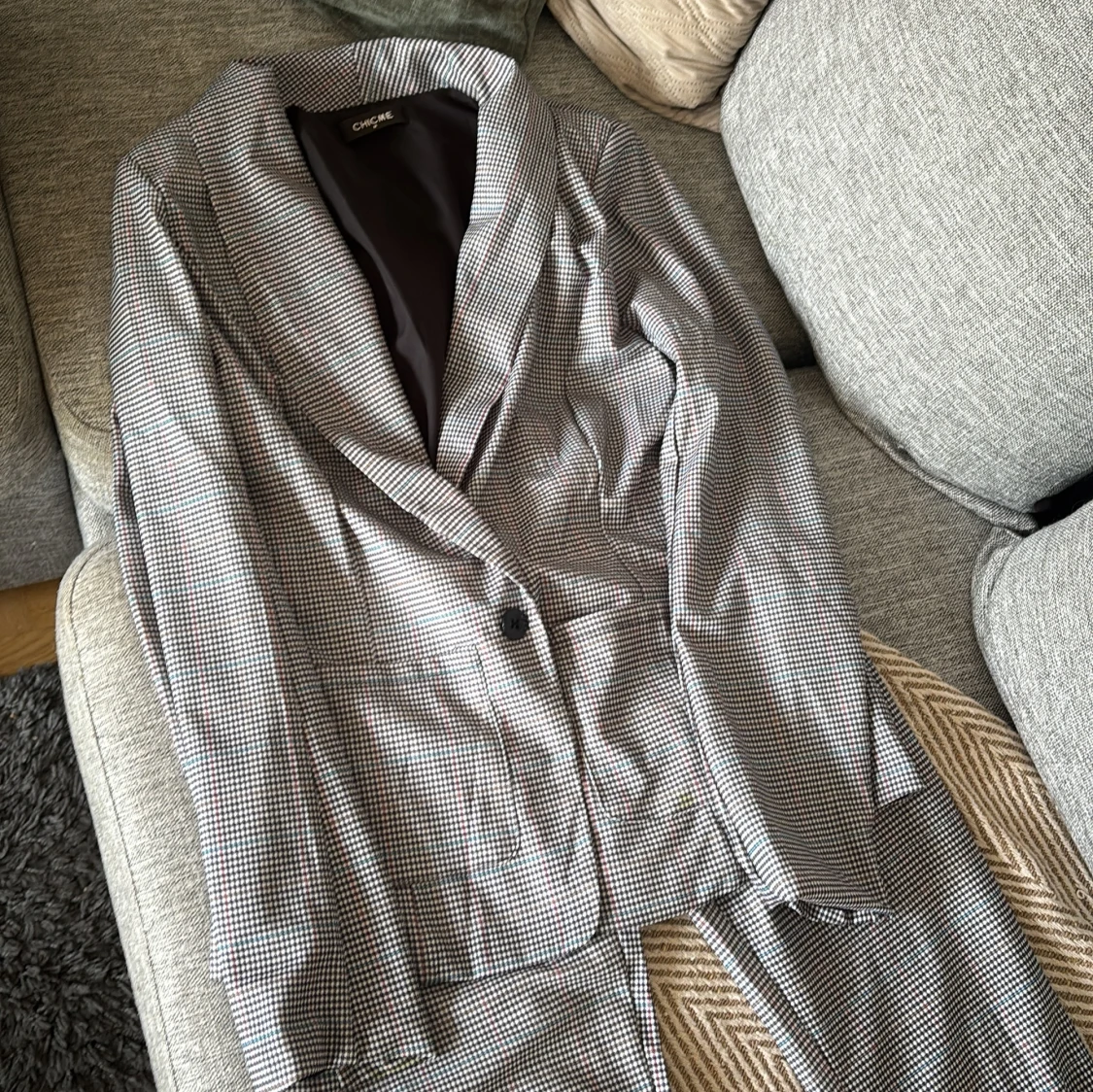 Rutig kostym från Caprice, grå/vit - 3