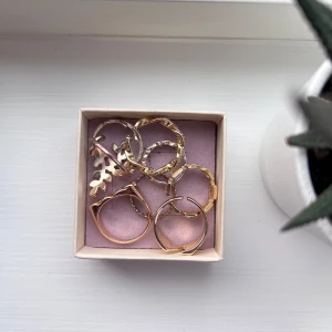 Mix av ringar - smått & gott - Säljer ett set med åtta snygga ringar i olika färg, form och stil. Perfekta för att mixa och matcha för en personlig look. Skickas i en Lily & Rose-ask.