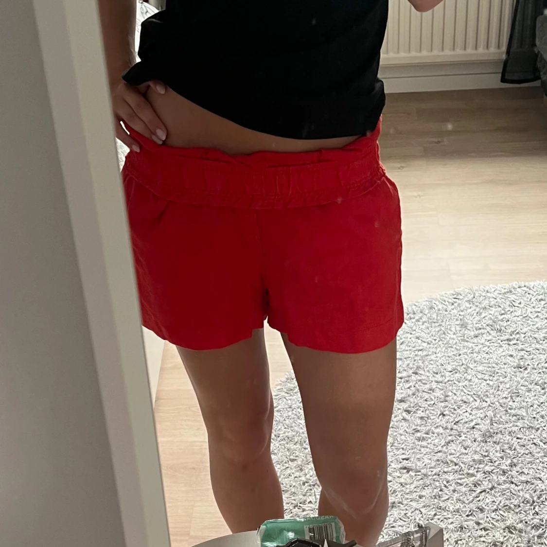 Röda linneshorts - 1