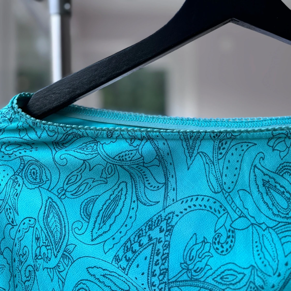 Turkos/blå mönstrad set kjol och blus  - 3