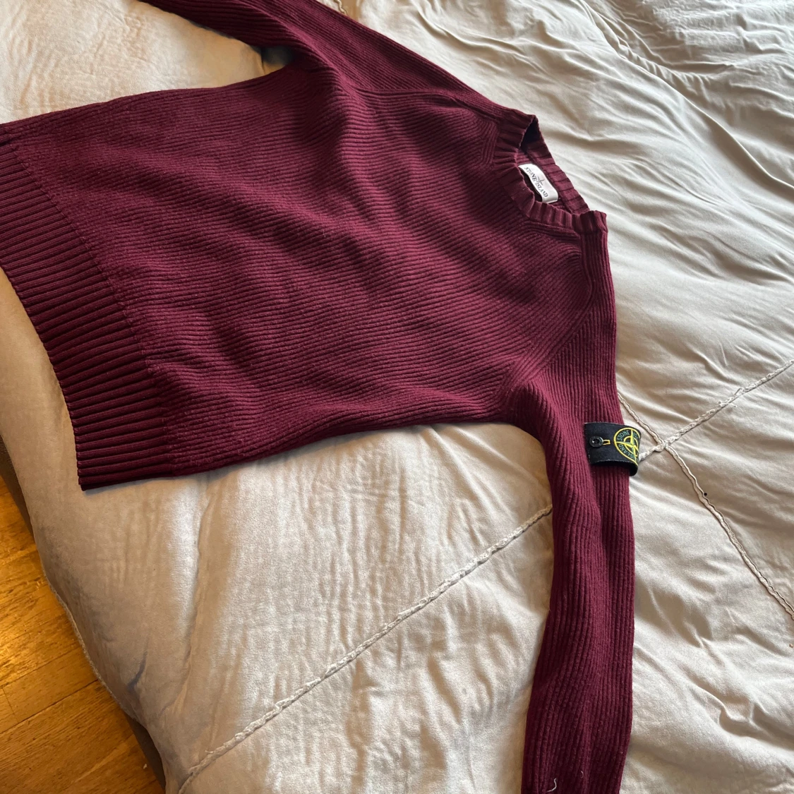 Vinröd stickad tröja Stone Island - 2