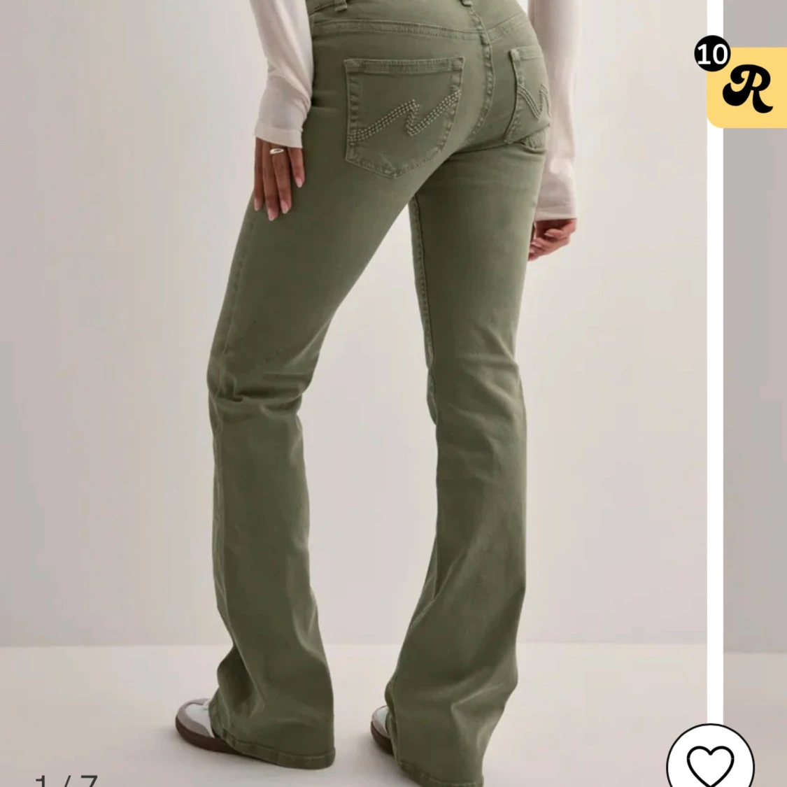 Olivgröna bootcut jeansbyxor - 2
