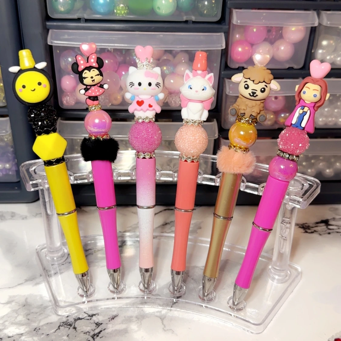 Dekorativa fancy pennor  med pärlor och figurer - 2