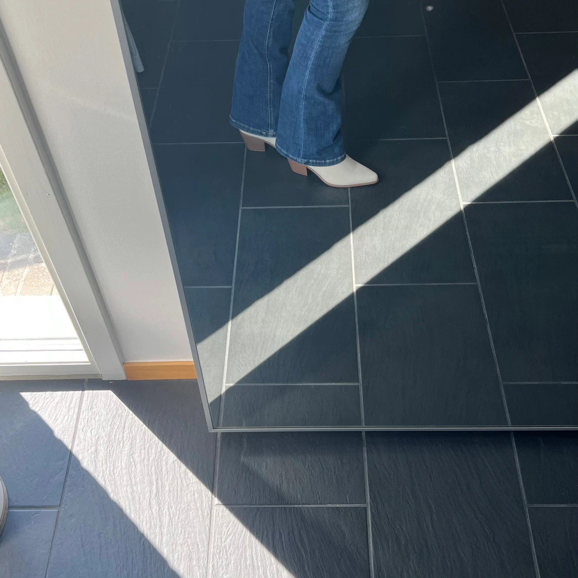 Rosatvättade/beiga cowboy boots med klack - 2