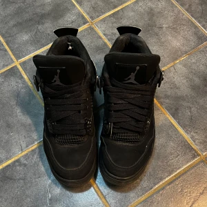 Jordan 4 black cat - Säljer Jordan 4 då den är använd och lite hål inuti samt framför allt annars perfekt för sommaren med svarta oufit