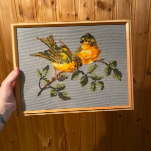 Vintage brodyr tavla fåglar  - Söt tavla 