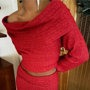 Rib knit sweater - Off shoulder tröja, aldrig använd, nyskick ❤️❤️❤️