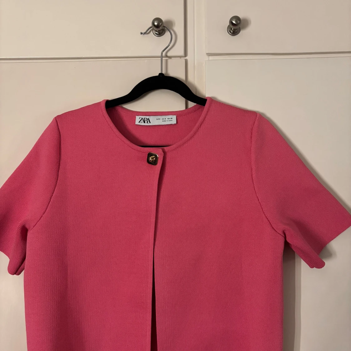 Rosa kortärmad slätstickad topp Zara - 1