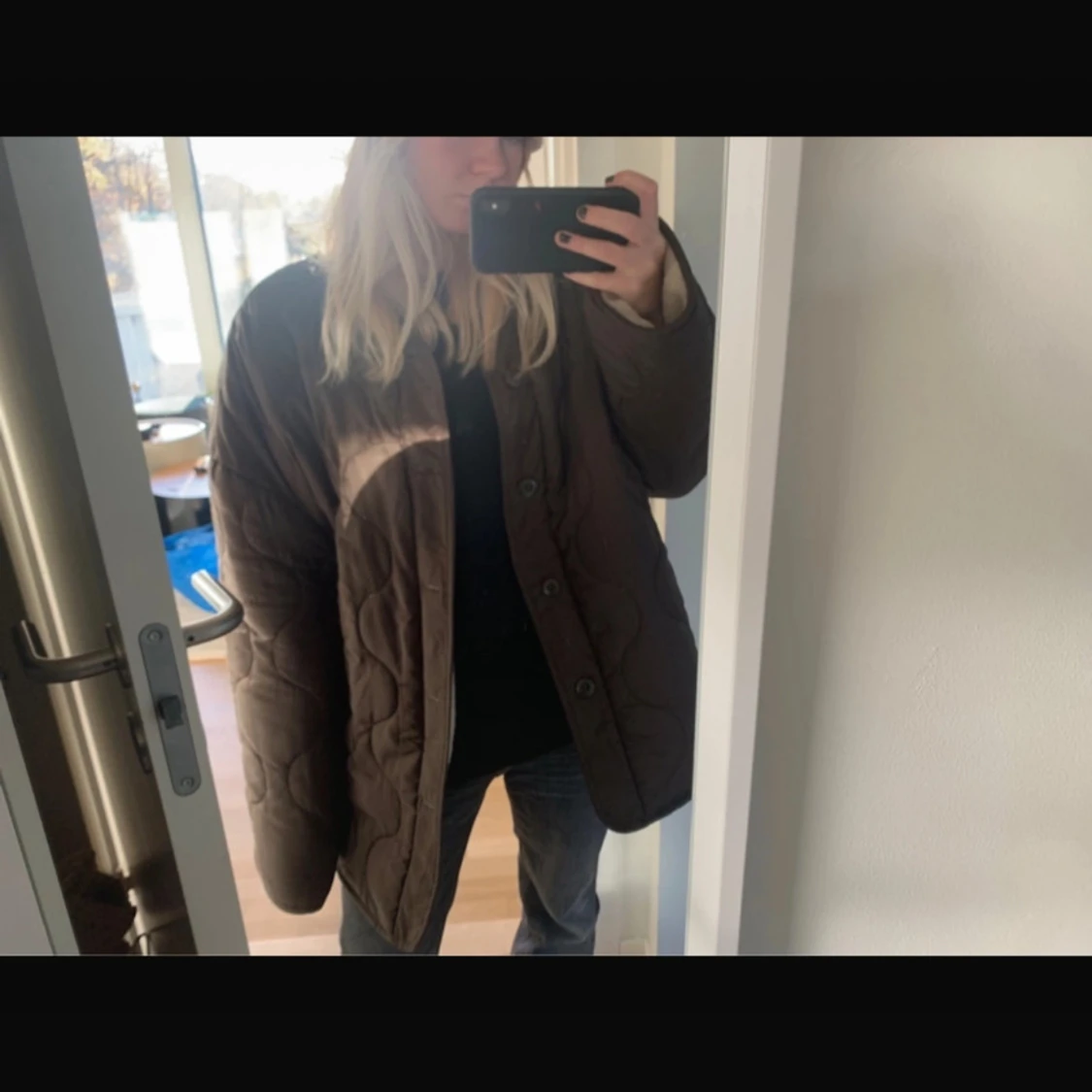 Beige och brun quiltad jacka - 1