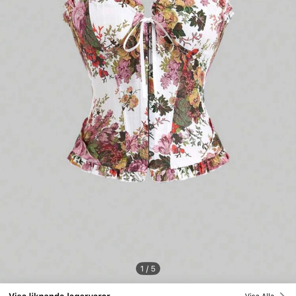 Blommig korsettopp med snörning