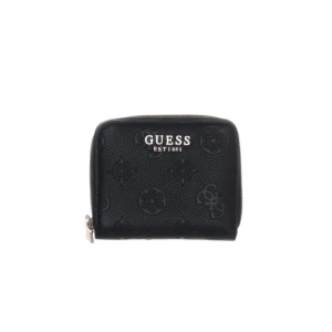 Svart plånbok från Guess - Snygg svart plånbok från Guess med präglad logotyp och mönster. Plånboken har dragkedja runtom och metallogo framtill. Perfekt storlek för kort och mynt.
