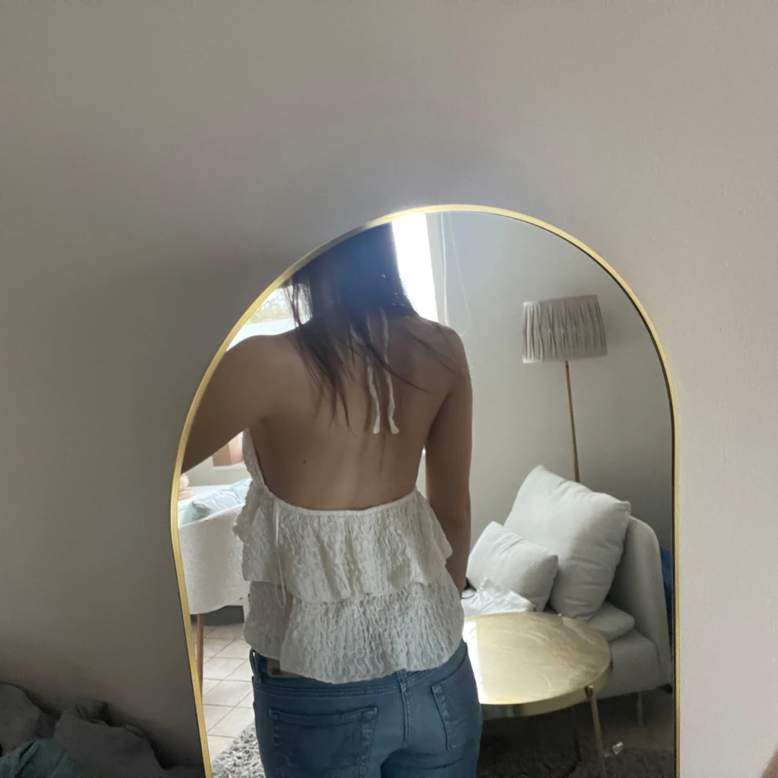 Vit halterneck linnetopp - 2