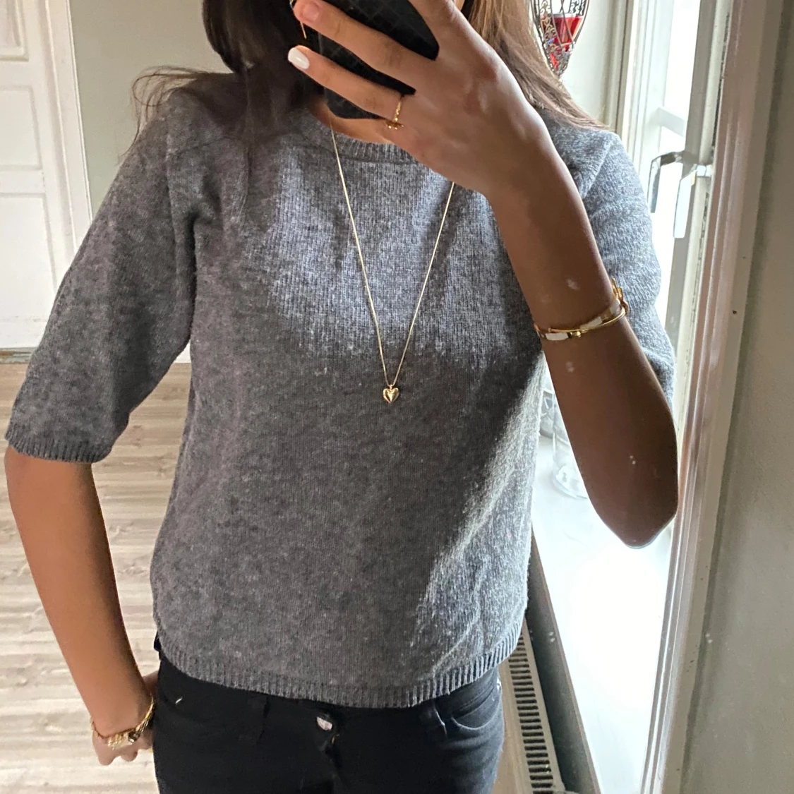 Grå stickad t-shirt💕