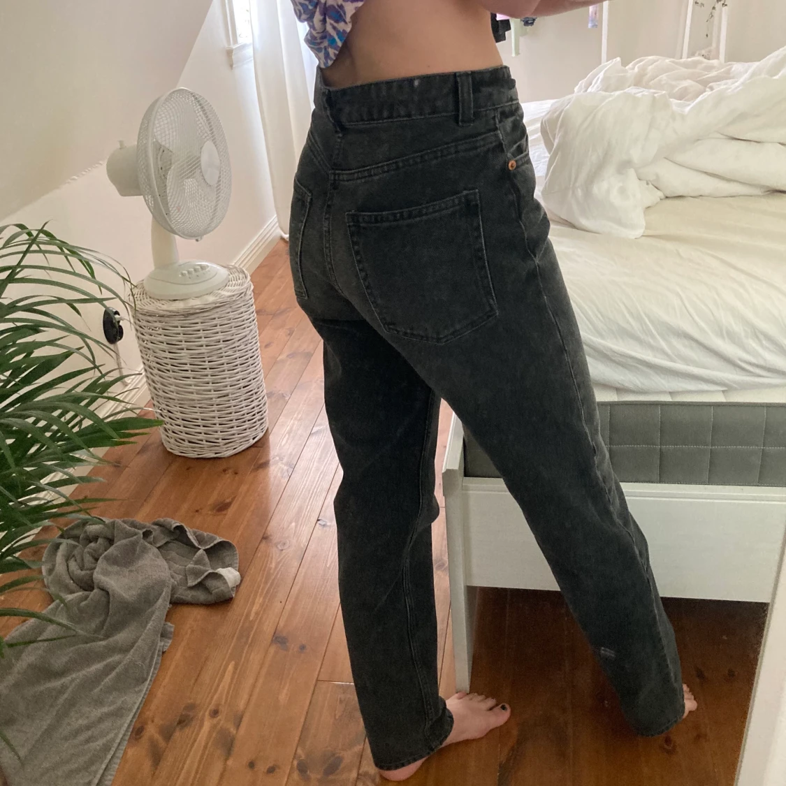 grå/svarta raka jeans💕 - 91