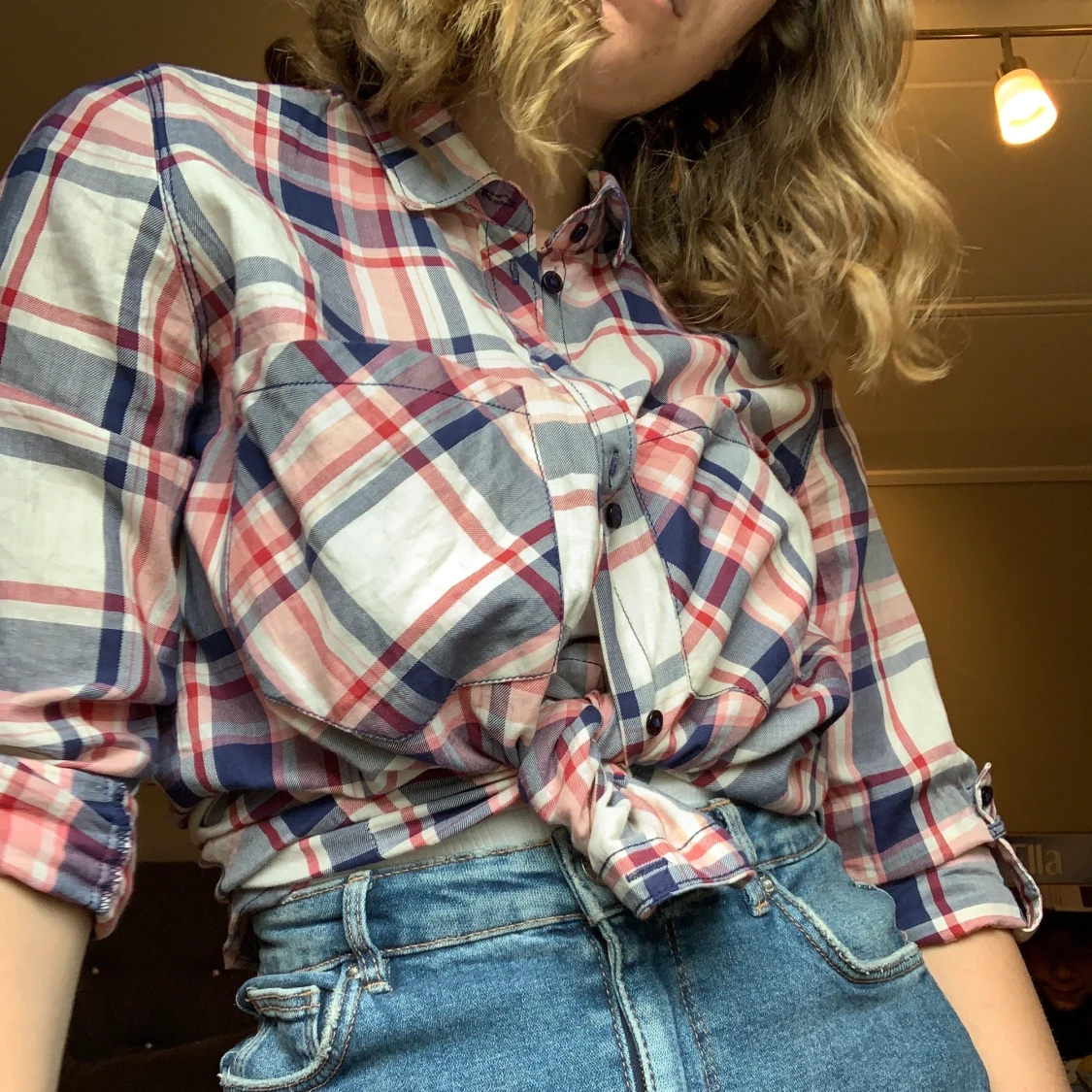 Blå/röd rutig skjorta  - 91