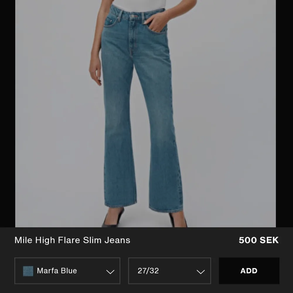 Säljer mina weekday jeans som är lite för stora för mig❤ Mile, Marfa Blue size 27/32😊FRAKT INGÅR. Jeans & Byxor.