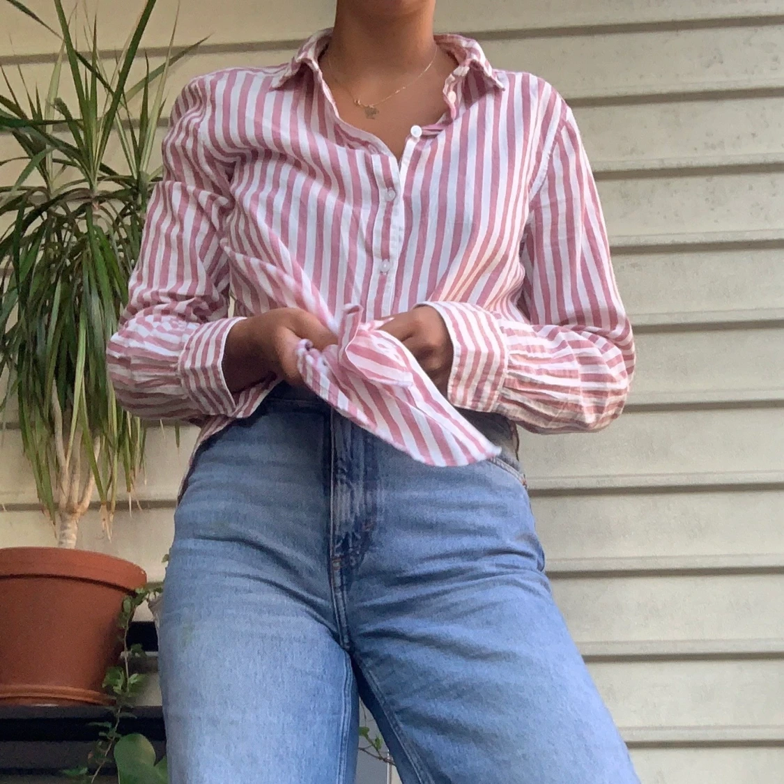 Rosa-vit-randig skjorta  - 91