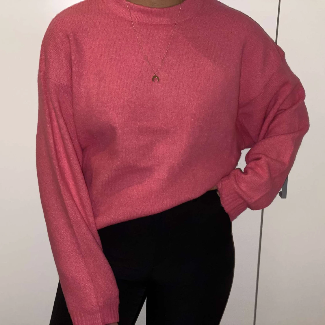 Rosa stickad tröja strl S