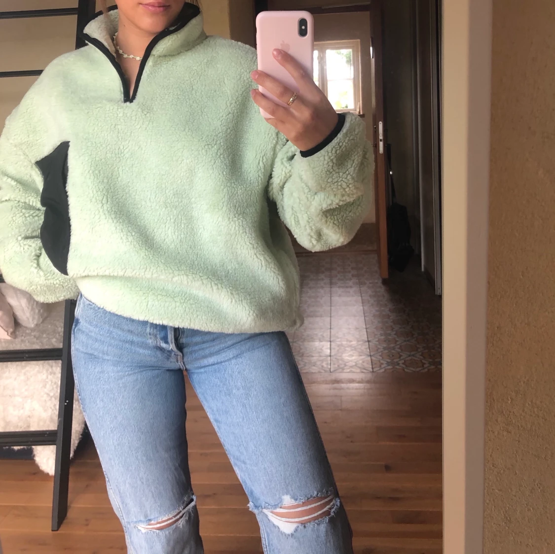 mintgrön fleecetröja 