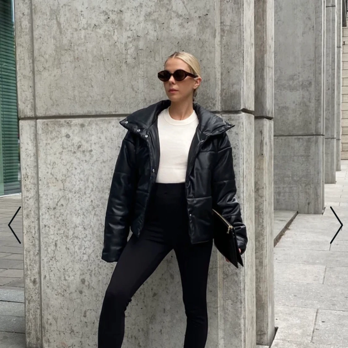 Läder puffjacka - 90